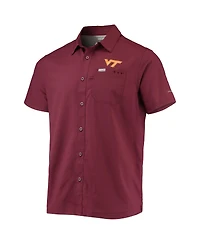 Men's Columbia Pfg Maroon Virginia Tech Hokies Slack Tide Camp Button-Up Shirt