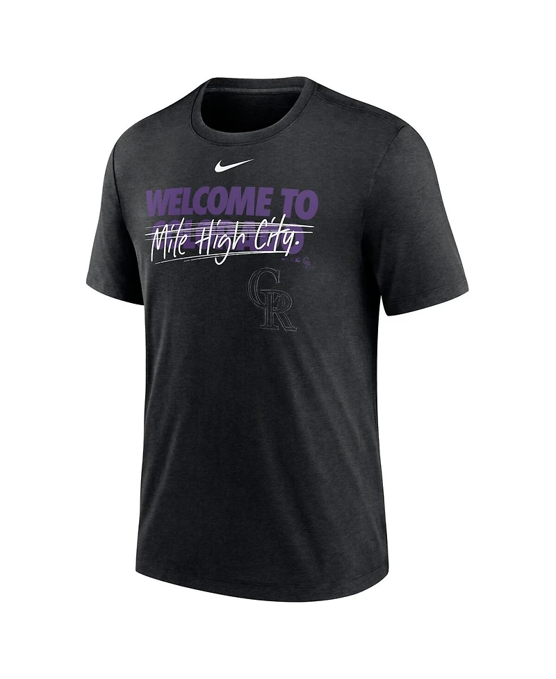 Men's Nike Heather Black Colorado Rockies Home Spin Tri-Blend T-shirt