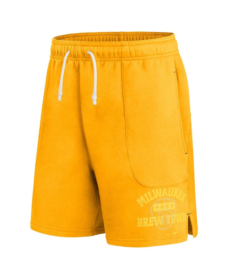 Men's Nike Gold Milwaukee Brewers Statement Ball Game Shorts