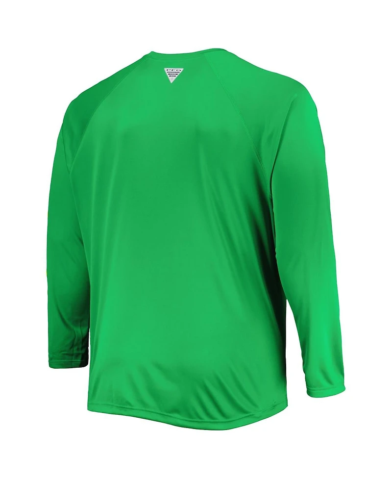 Men's Columbia Green Oregon Ducks Big and Tall Terminal Tackle Team Raglan Omni-Shade Long Sleeve T-shirt