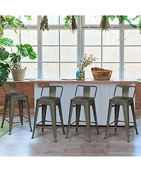Costway Set of 4 Low Back Metal Counter Stool 24'' Seat Height