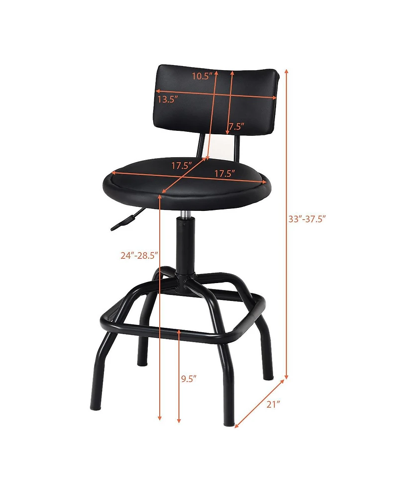Adjustable Swivel Bar Stool Pu Leather Steel Frame Chair