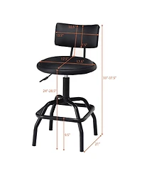 Adjustable Swivel Bar Stool Pu Leather Steel Frame Chair