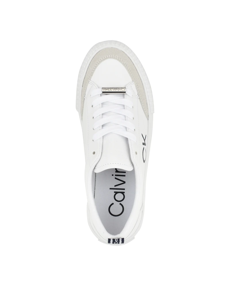 Calvin Klein Women's Lariss Round Toe Lace-up Casual Sneakers - White Multi