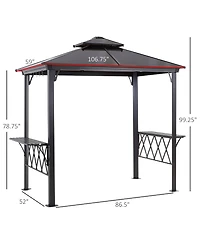 Outsunny 8.3ft Outdoor Double-tier Grill Canopy Bbq Gazebo with 2 Shelves