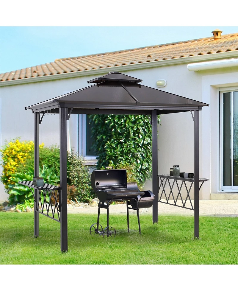 Outsunny 8.3ft Outdoor Double-tier Grill Canopy Bbq Gazebo with 2 Shelves
