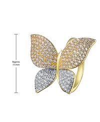 Radiant 14k Gold Plated Large Garden Butterfly Ring with Cubic Zirconia