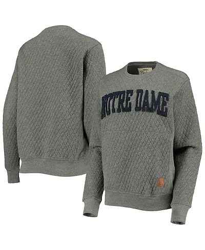 Women's Pressbox Heather Charcoal Notre Dame Fighting Irish Moose Quilted Pullover Sweatshirt