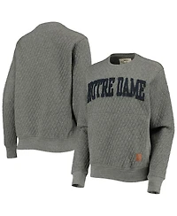 Women's Pressbox Heather Charcoal Notre Dame Fighting Irish Moose Quilted Pullover Sweatshirt