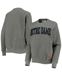 Women's Pressbox Heather Charcoal Notre Dame Fighting Irish Moose Quilted Pullover Sweatshirt