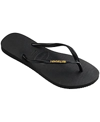 Havaianas Women's Slim Logo Metallic Slip On Sandals