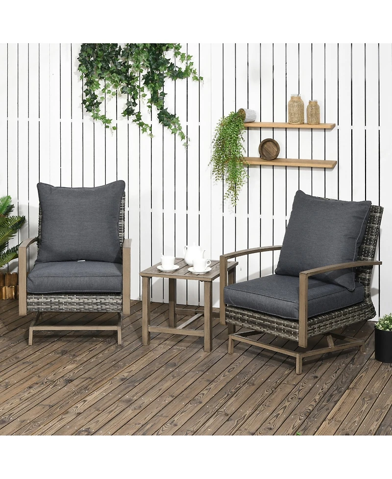 Outsunny Patio Bistro Set with Rocking Chairs, Dark