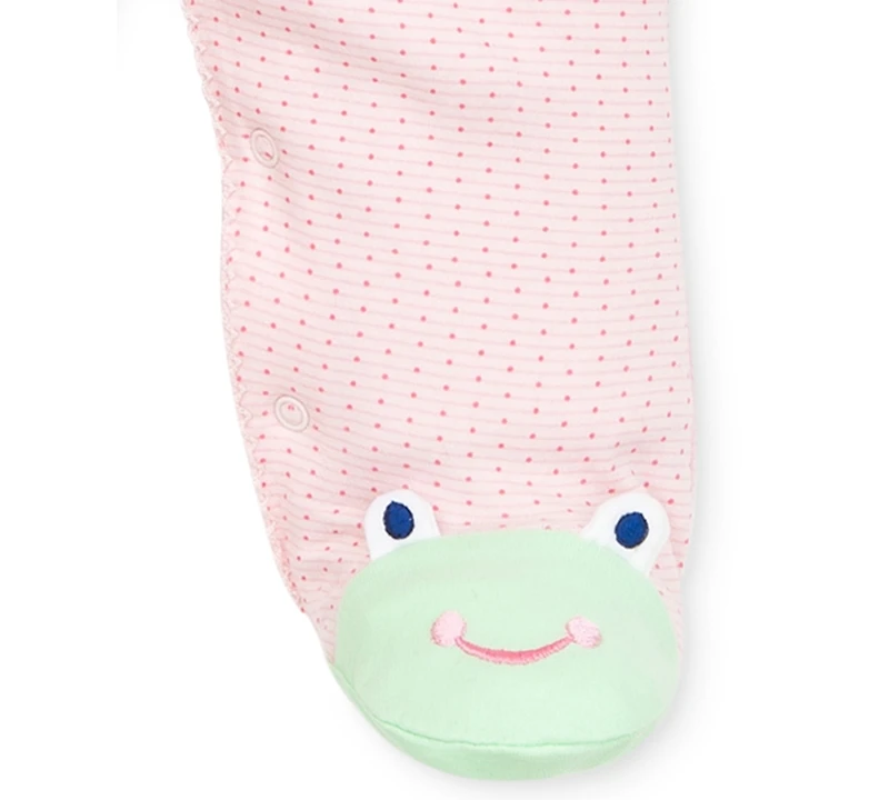 Little Me Baby Frogs Snap Up Footed Cotton Coverall
