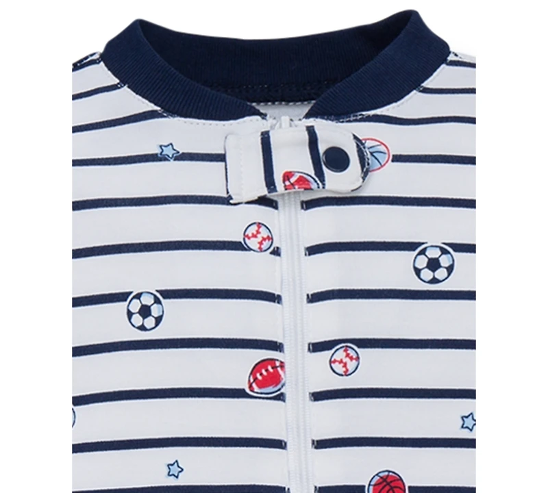 Little Me Baby Boys Sports Footed Coverall and Hat, 2 Piece Set