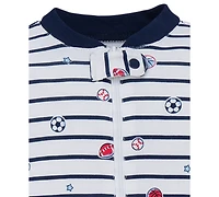 Little Me Baby Boys Sports Footed Coverall and Hat, 2 Piece Set