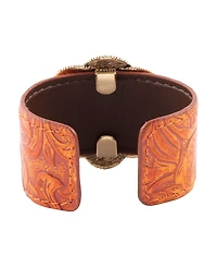 Barse Out West Genuine Blue Lapis Round Stone Leather Cuff Bracelet