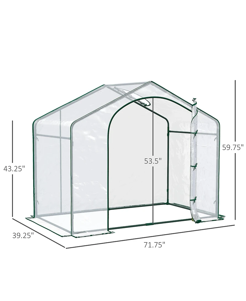 Outsunny Portable Walk-in house, Pvc Cover, Door, Top Vent,