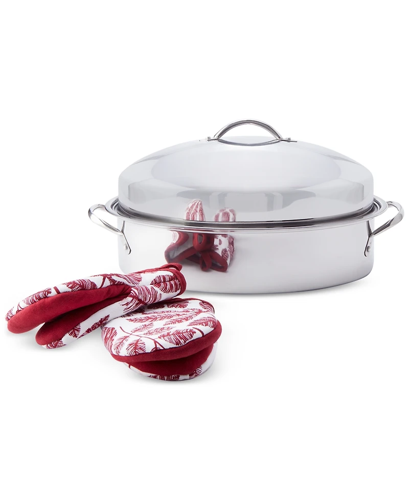 The Cellar Stainless Steel 8-Qt Covered Oval Roaster with Rack, Exclusively at Macy's
