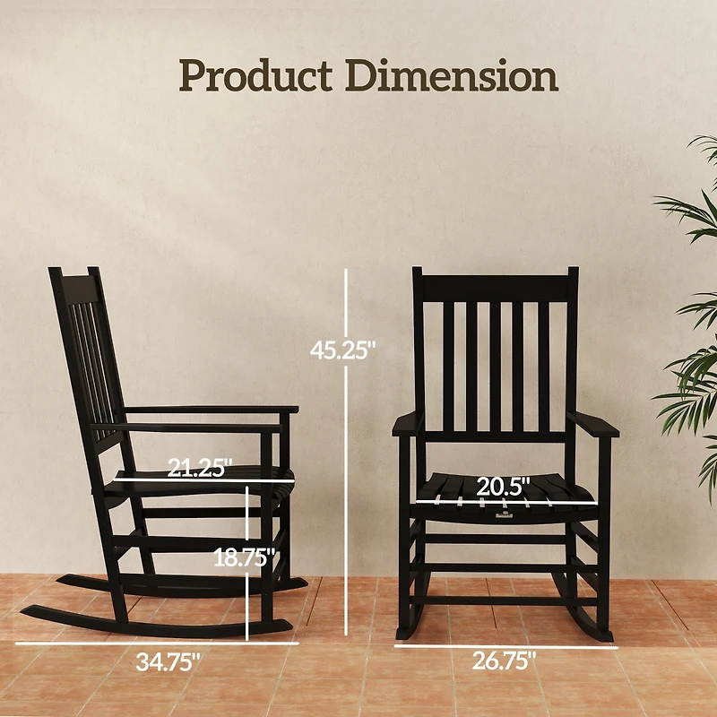 Outsunny Wood Rocking Chair, Wooden Porch Rocker, Rustic
