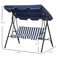 Outsunny 3-Seat Outdoor Patio Swing Chair w/ Tilt Canopy Cushion Dark