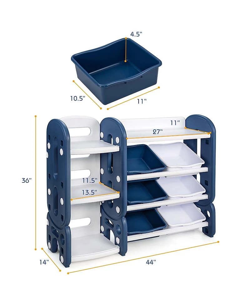 Kids Toy Storage Organizer w/ Bins & Multi-Layer Shelf for Bedroom Playroom