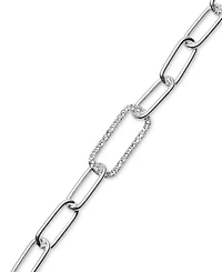Lauren Ralph Lauren Crystal Pave Open Link Chain Bracelet in Sterling Silver