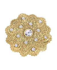 2028 Crystal Gold-Tone Flower Brooch