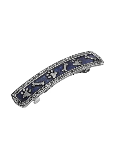 2028 Enamel Blue Bone Paw Barrette