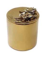 Decorative Candle with Flower Design Lid, 4" D