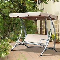 Outsunny 3 Person Patio Swing Chair with Adjustable Canopy