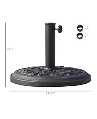 Outsunny 17" Round Decorative Resin Rose Umbrella Pole Holder w/ Finish