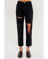 English Factory Women's Destroyed Mom Jeans