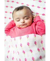 Malabar Baby Baby Gots Certified Organic Cotton Muslin Swaddle, Flower Bud