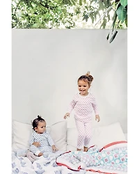 Malabar Baby Little Girls Organic Cotton 2PC Pajama Set, Pink City (Pink & White)