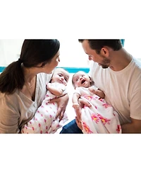 Malabar Baby Baby Gots Certified Organic Muslin Swaddle - Two-Pack Gift Set, Enchanted Garden (Magical Lotus + Flower Bud)