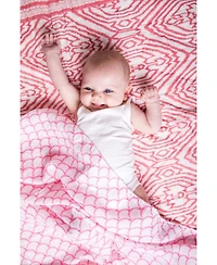 Gots Certified Organic Cotton Muslin Swaddle, Pink Rainbow