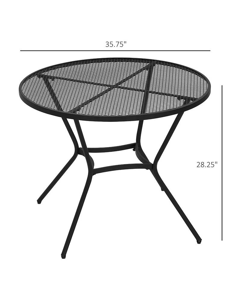 Outsunny 35" Round Outdoor Steel Dining Table w/ Wire Mesh Table Top