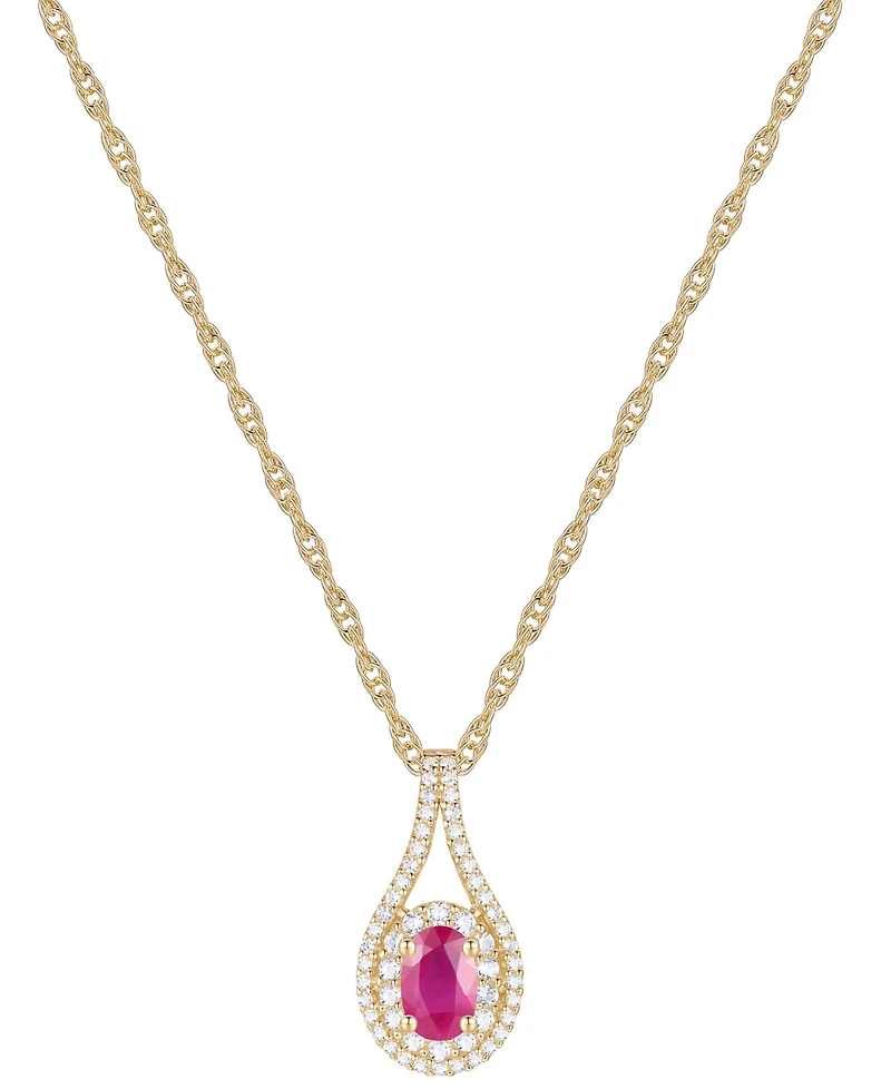 Ruby (1/2 ct. t.w.) & Diamond (1/4 ct. t.w.) Pendant Necklace in 14k Gold