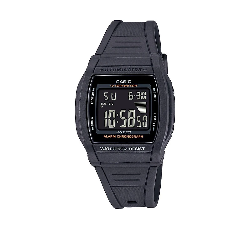 Casio Men's Digital Quartz Gray Resin Watch 36mm, W201-1BV