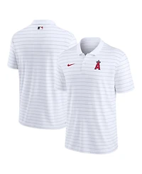 Men's Nike White Los Angeles Angels Authentic Collection Victory Striped Performance Polo Shirt
