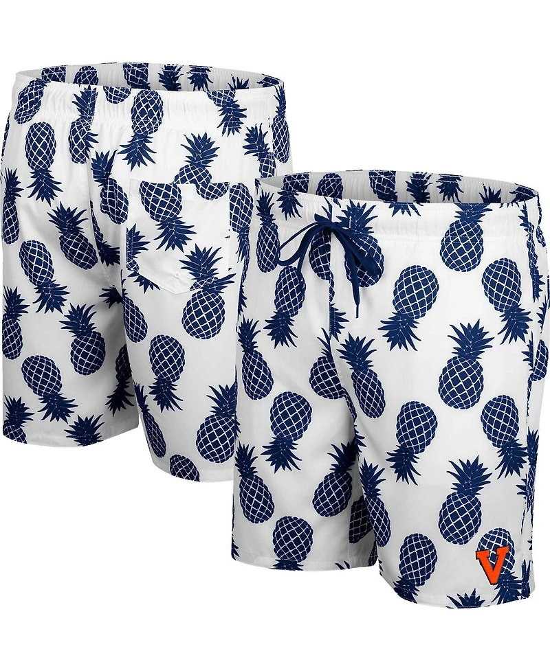 Men's Colosseum White Virginia Cavaliers Pineapples Swim Shorts