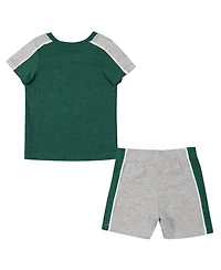 Infant Boys and Girls Colosseum Green, Heather Gray Michigan State Spartans Norman T-shirt and Shorts Set