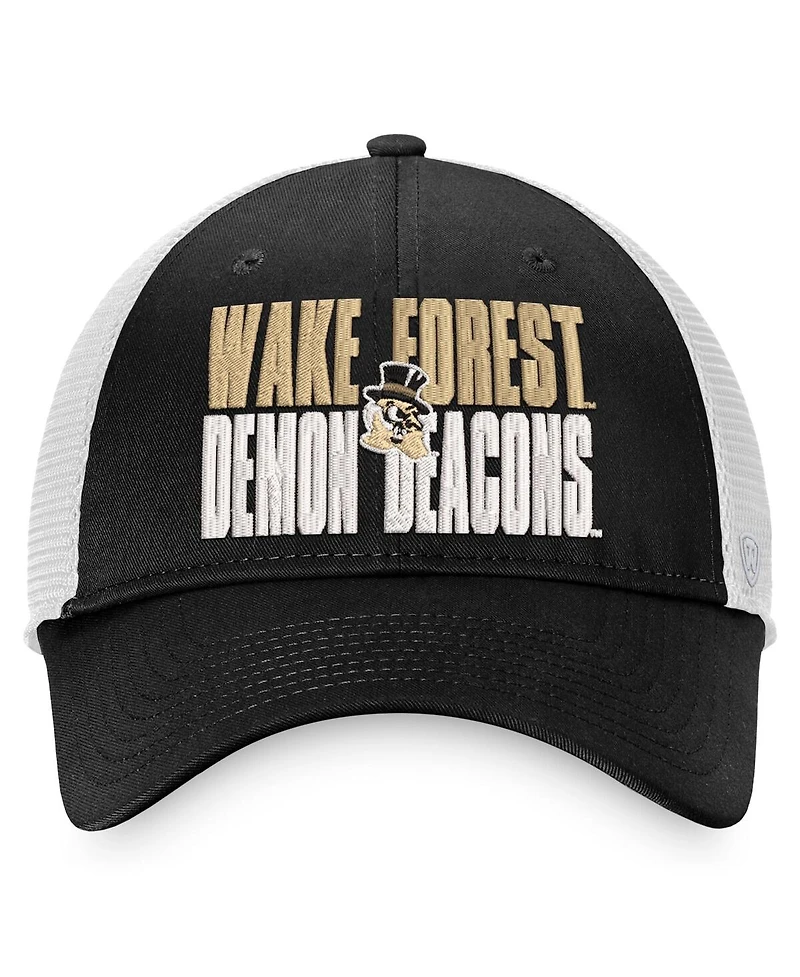 Men's Top of the World Black, White Wake Forest Demon Deacons Stockpile Trucker Snapback Hat