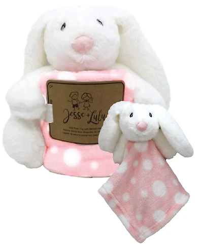 Jesse & Lulu Baby Girls Plush Toy with Blanket and Nunu, 3 Piece Set