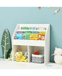 Costway Kids Wooden Bookshelf Bookcase Children Toy Storage Cabinet Organizer