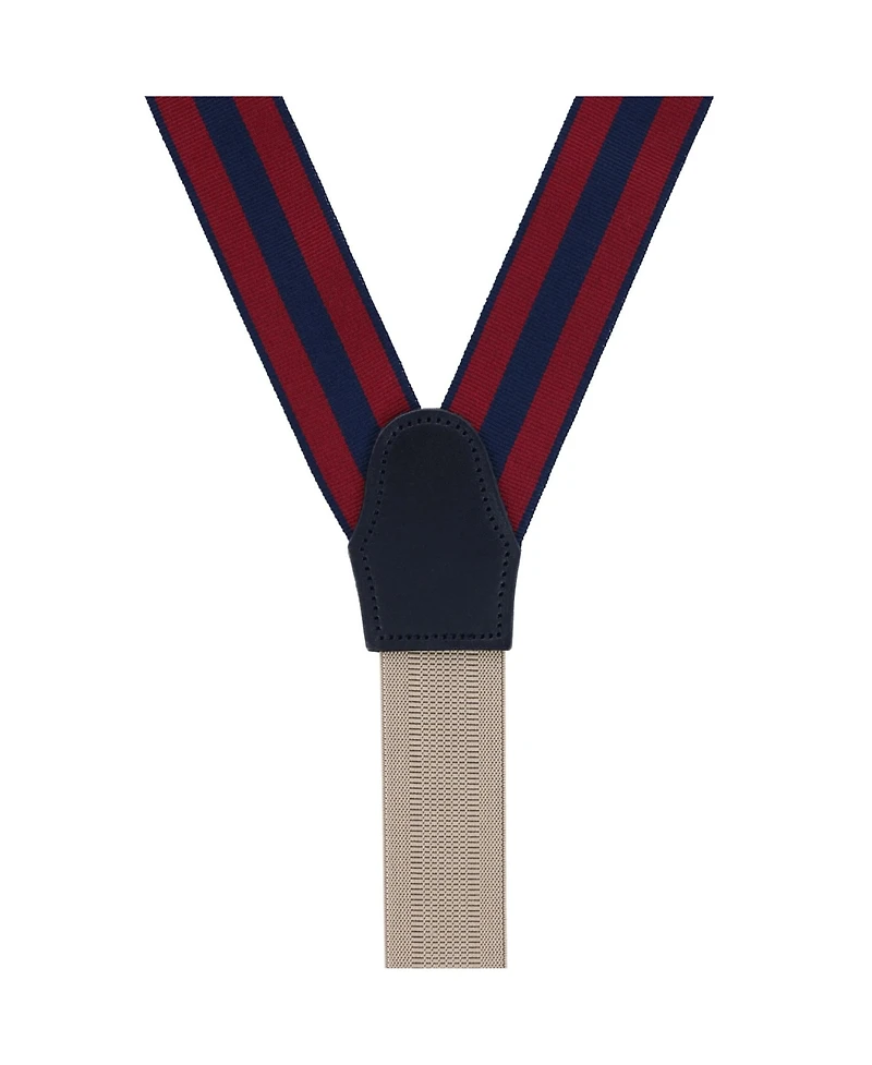 Trafalgar Men's Balint 38MM Striped Non Stretch Grosgrain Ribbon Button End Suspenders