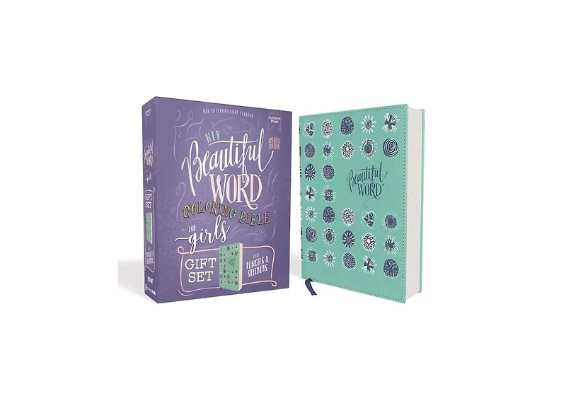 Niv, Beautiful Word Coloring Bible for Girls Pencil, Sticker Gift Set, Updated, Leathersoft over Board, Teal, Comfort Print- 600+ Verses to Color by Z
