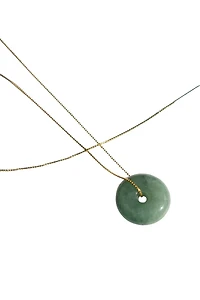 Button — Green jade pendant necklace