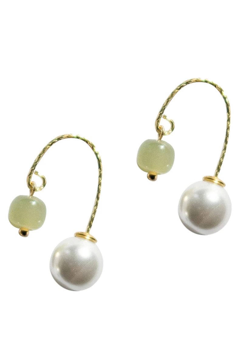 Ana — Pearl jade thread earrings