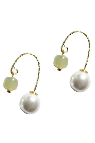 Ana — Pearl jade thread earrings